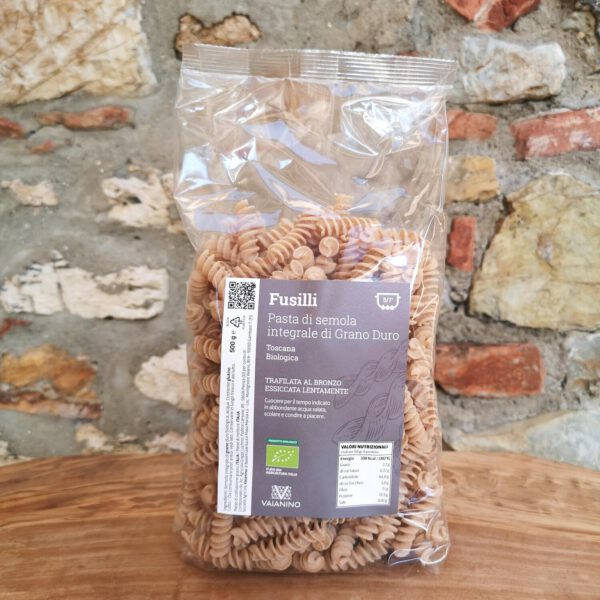 FUSILLI Organic Tuscan durum wheat wholemeal semolina pasta